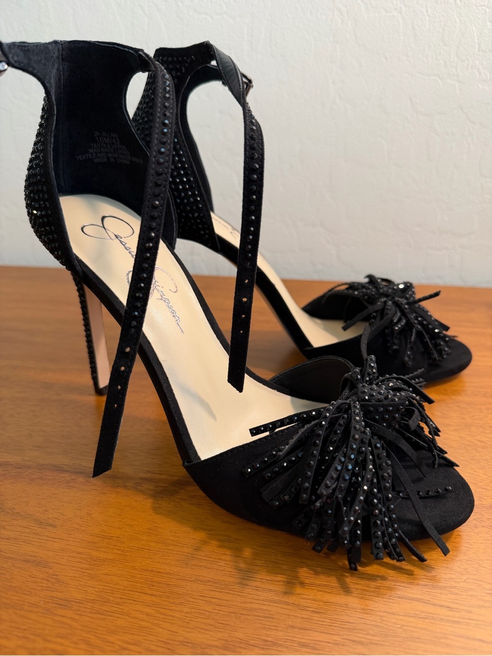Jessica Simpson Jillari Black Suede Ankle Strap Sandals